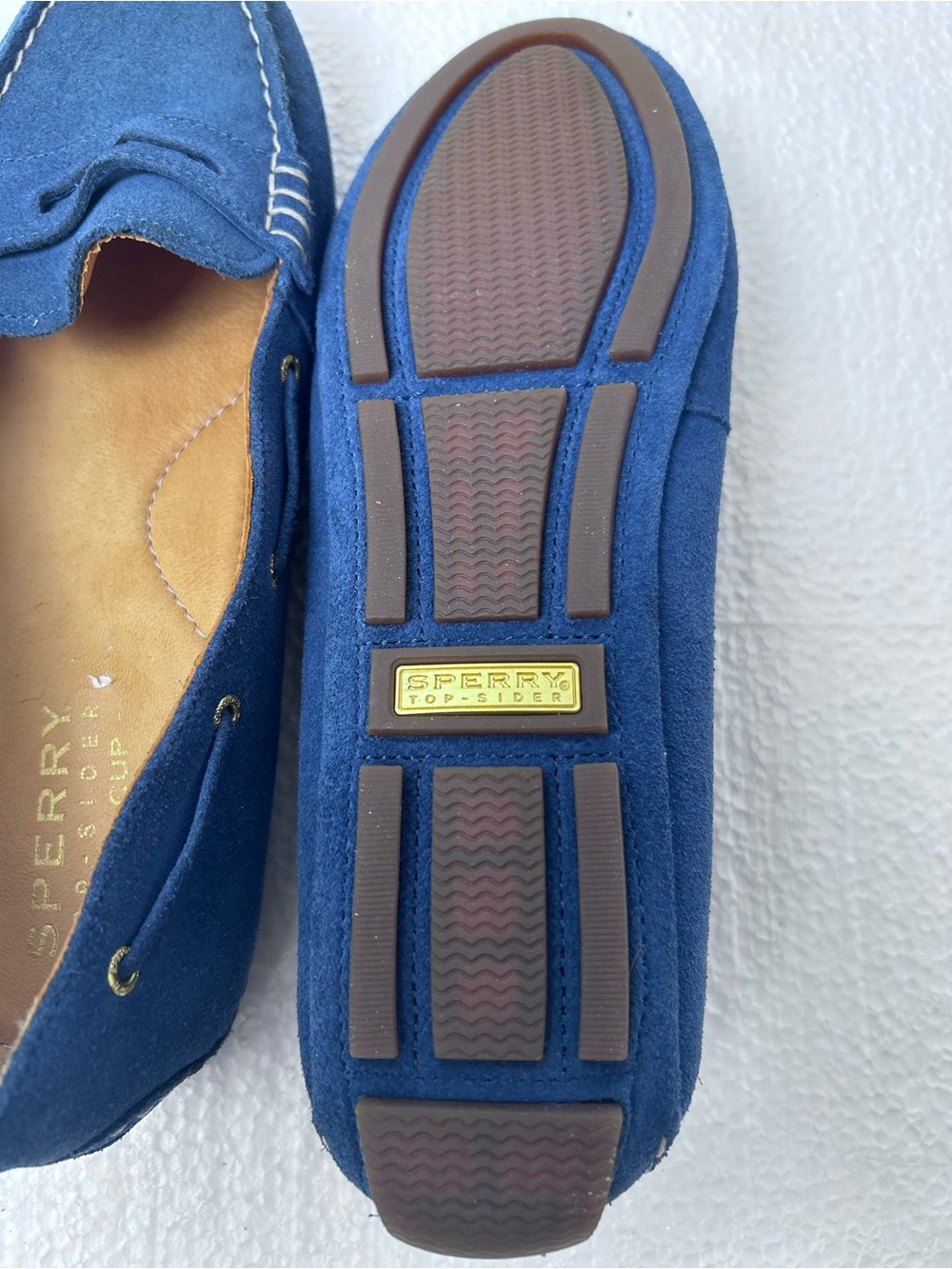 Sperry Navy Blue Suede Penny Loafers 8 - Picture 8 of 11